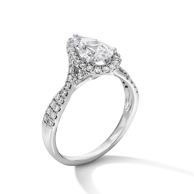 Main Image 5 of 1-3/8 CT.T.W. Pear-Shaped Certified Lab-Grown Diamond Frame Ring in 14K White Gold (F/VS2)