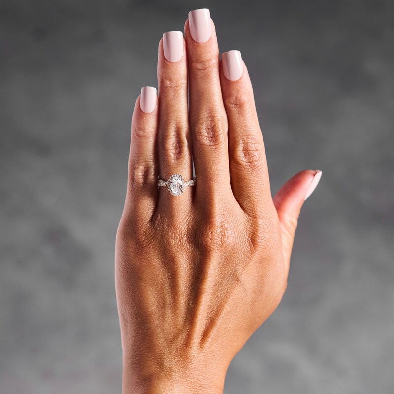 Main Image 2 of 1-3/8 CT. T.W. Certified Oval Lab-Grown Diamond Frame Bridal Set in 14K Yellow Gold (F/VS2)