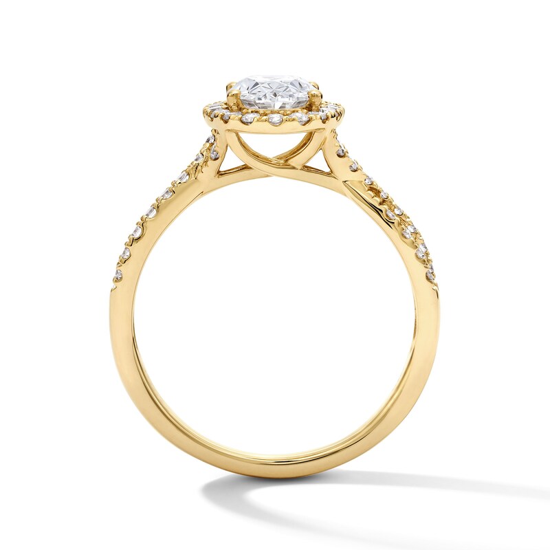 Main Image 3 of 1-3/8 CT. T.W. Certified Oval Lab-Grown Diamond Frame Bridal Set in 14K Yellow Gold (F/VS2)