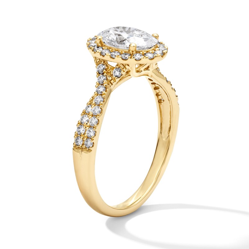 Main Image 5 of 1-3/8 CT. T.W. Certified Oval Lab-Grown Diamond Frame Bridal Set in 14K Yellow Gold (F/VS2)