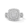 Thumbnail Image 1 of 3/4 CT. T.W. Princess-Cut Multi-Diamond Double Cushion Frame Multi-Row Engagement Ring in 10K White Gold