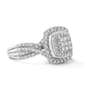 Thumbnail Image 4 of 3/4 CT. T.W. Princess-Cut Multi-Diamond Double Cushion Frame Multi-Row Engagement Ring in 10K White Gold