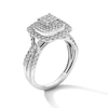 Thumbnail Image 5 of 3/4 CT. T.W. Princess-Cut Multi-Diamond Double Cushion Frame Multi-Row Engagement Ring in 10K White Gold