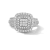 Thumbnail Image 1 of 3/4 CT. T.W. Multi-Stone Diamond Double-Frame Engagement Ring in 10K White Gold