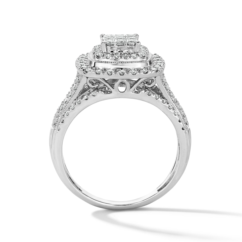 Main Image 3 of 3/4 CT. T.W. Multi-Stone Diamond Double-Frame Engagement Ring in 10K White Gold