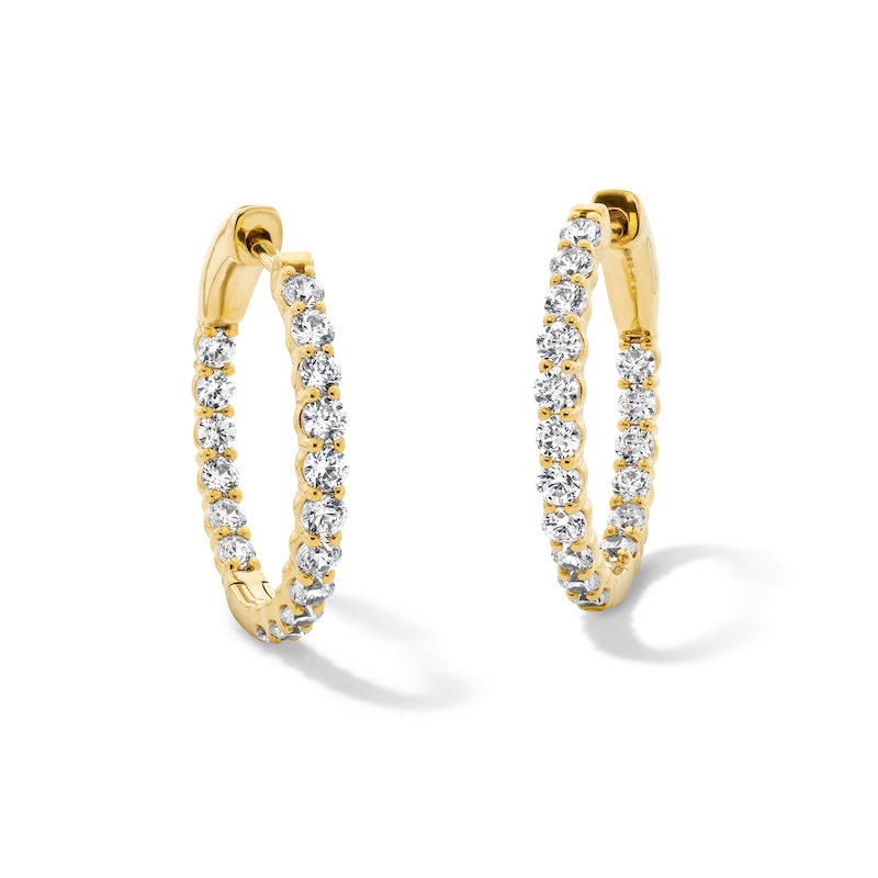 Main Image 1 of 1 CT. T.W. Lab-Grown Diamond Inside-Out Hoop Earrings in 10K Gold (F/VS2)