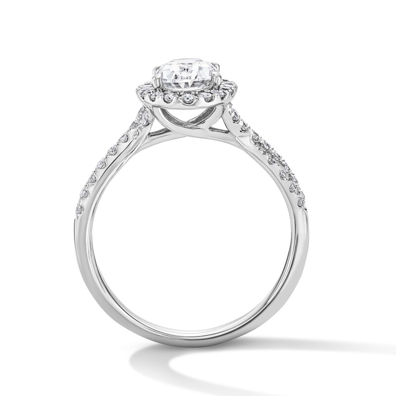 Main Image 3 of 1-3/8 CT. T.W. Oval-Cut Certified Lab-Grown Diamond Halo Ring in 14K White Gold (F/VS2)