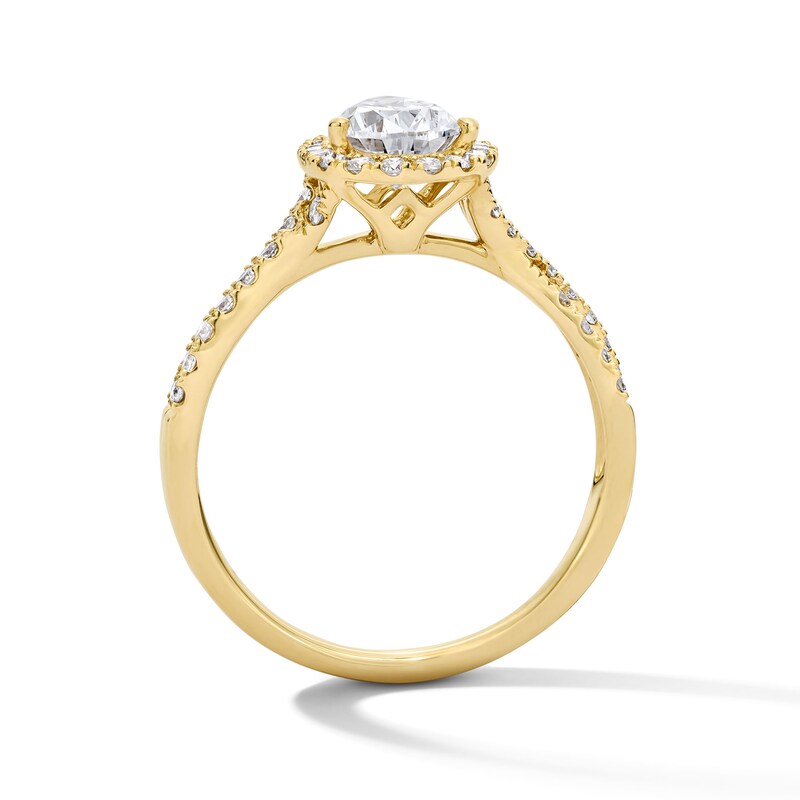 Main Image 3 of 1-3/8 CT. T.W. Oval-Cut Certified Lab-Grown Diamond Halo Ring in 14K Yellow Gold (F/VS2)