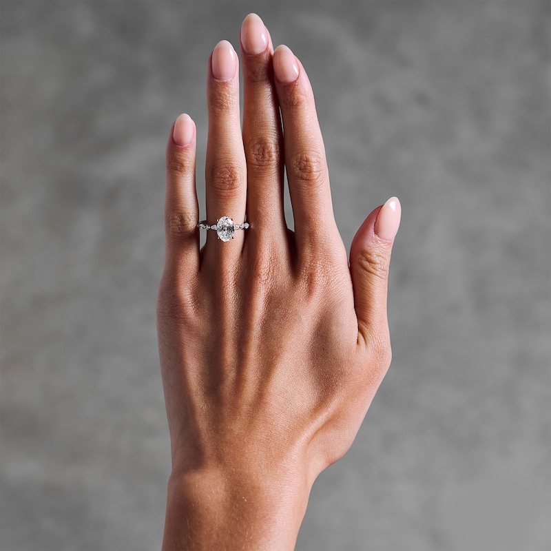 Main Image 2 of 2-3/8 CT. T.W. Oval Certified Lab-Grown Diamond Engagement Ring in 14K White Gold (F/VS2)