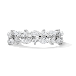 3/8 CT. T.W. Marquise-Cut and Round Certified Lab-Grown Diamond Two-Row Anniversary Band in 14K White Gold (F/VS2)