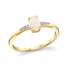 Thumbnail Image 1 of Oval Opal and 1/20 CT. T.W. Diamond Slender Shank Fashion Ring in 14K Gold