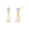 Thumbnail Image 1 of Pear -Shaped Opal and Diamond-Accent Drop Earrings in 14K Gold