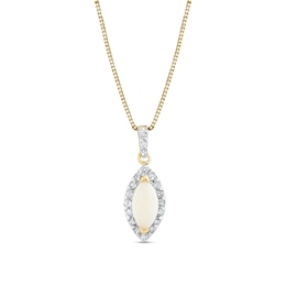 Marquise-Cut Opal and 1/5 CT. T.W. Diamond Frame Pendant in 14K Gold