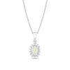 Thumbnail Image 1 of Oval Opal and 1/8 CT. T.W. Diamond Sunburst Frame Pendant in 10K White Gold