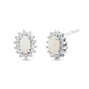 Thumbnail Image 1 of Oval Opal and 1/8 CT. T.W. Diamond Sunburst Frame Stud Earrings in 10K White Gold