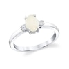 Thumbnail Image 1 of Oval Opal and 1/20 CT. T.W. Baguette-Cut Diamond Fashion Ring in 10K White Gold