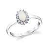 Thumbnail Image 1 of Oval Opal and 1/8 CT. T.W. Diamond Sunburst Ring in 10K White Gold