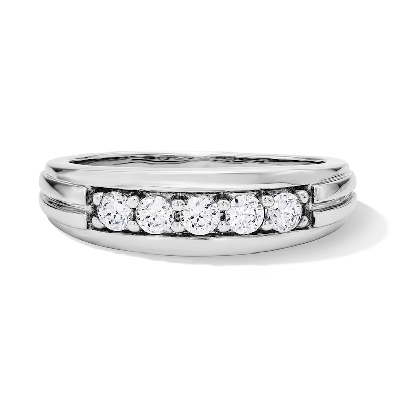 Main Image 1 of 1/2 CT. T.W. Certified Lab-Grown Diamond Five-Stone Band in 10K White Gold (F/VS2)