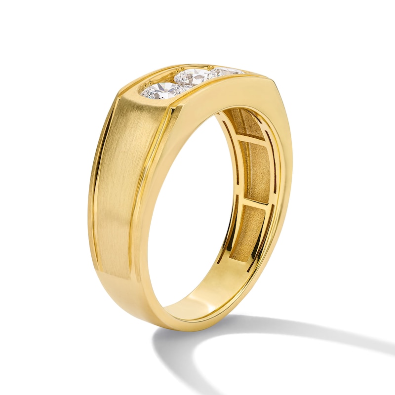 Main Image 3 of 1 CT. T.W. Round Certified Lab-Grown Diamond Three-Stone Band in 10K Gold (F/VS2)