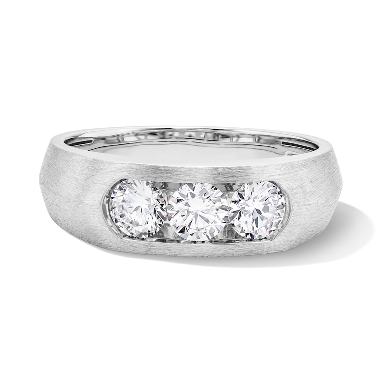 Main Image 1 of 1 CT. T.W. Certified Lab-Grown Diamond Three-Stone Band in 10K White Gold (F/VS2)
