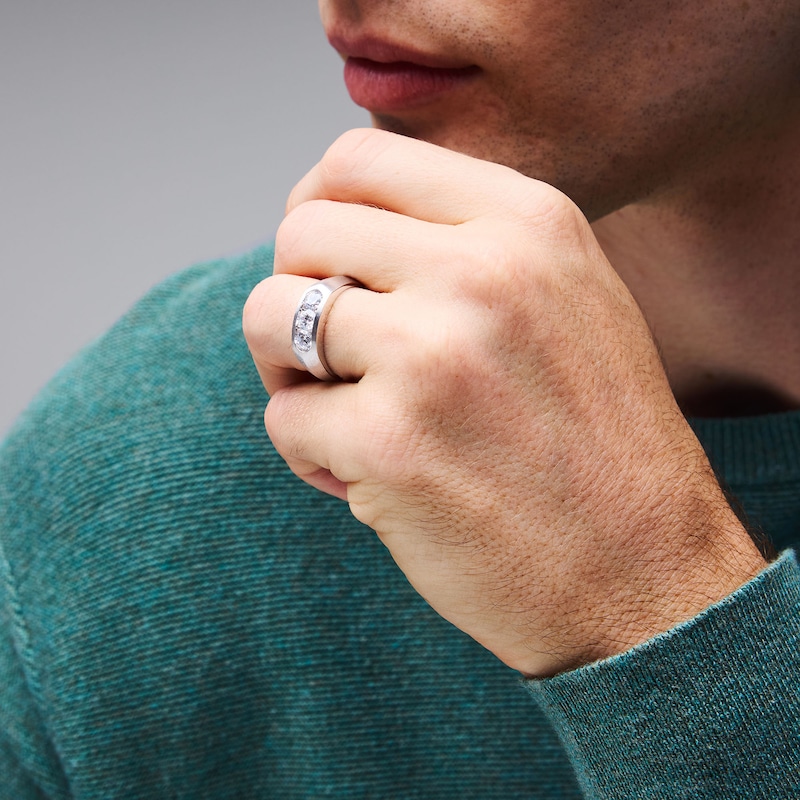 Main Image 2 of 1 CT. T.W. Lab-Grown Diamond Three-Stone Band in 10K White Gold (F/VS2)