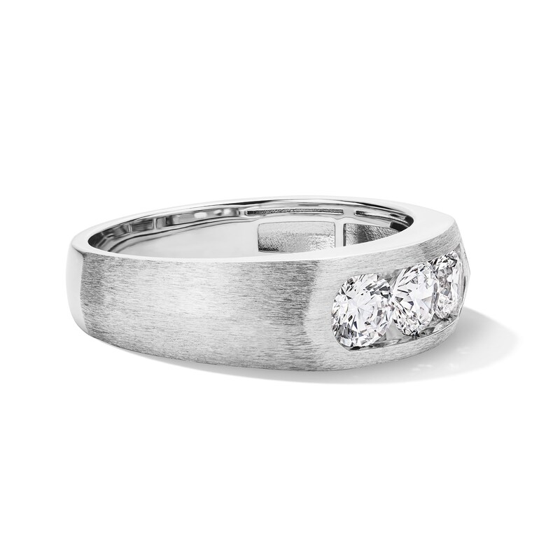 Main Image 2 of 1 CT. T.W. Certified Lab-Grown Diamond Three-Stone Band in 10K White Gold (F/VS2)