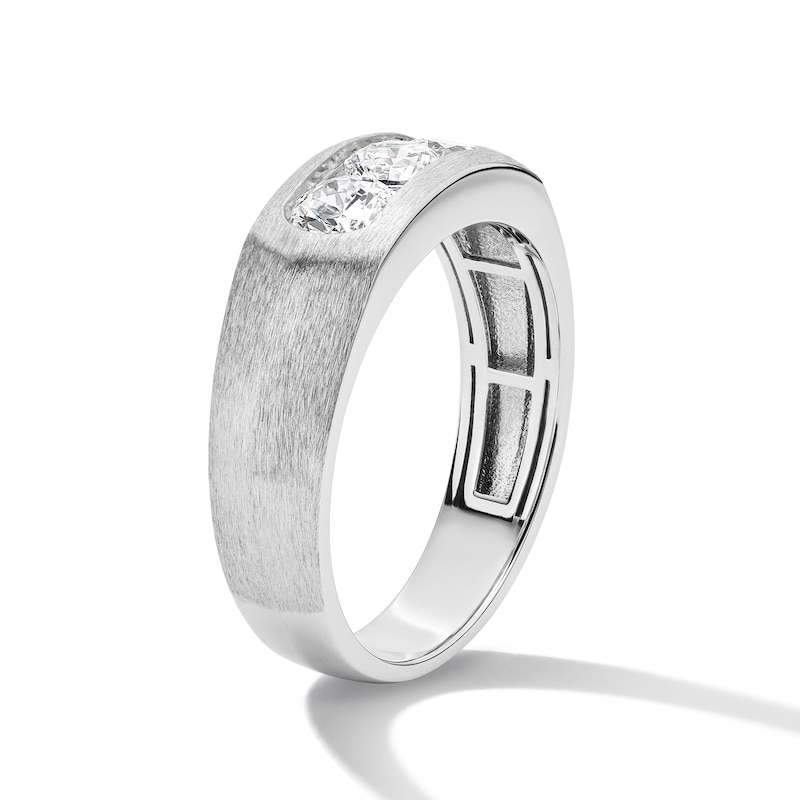 Main Image 3 of 1 CT. T.W. Certified Lab-Grown Diamond Three-Stone Band in 10K White Gold (F/VS2)