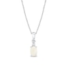 Thumbnail Image 1 of Oval Opal and Baguette-Cut Diamond-Accent Pendant in 10K White Gold