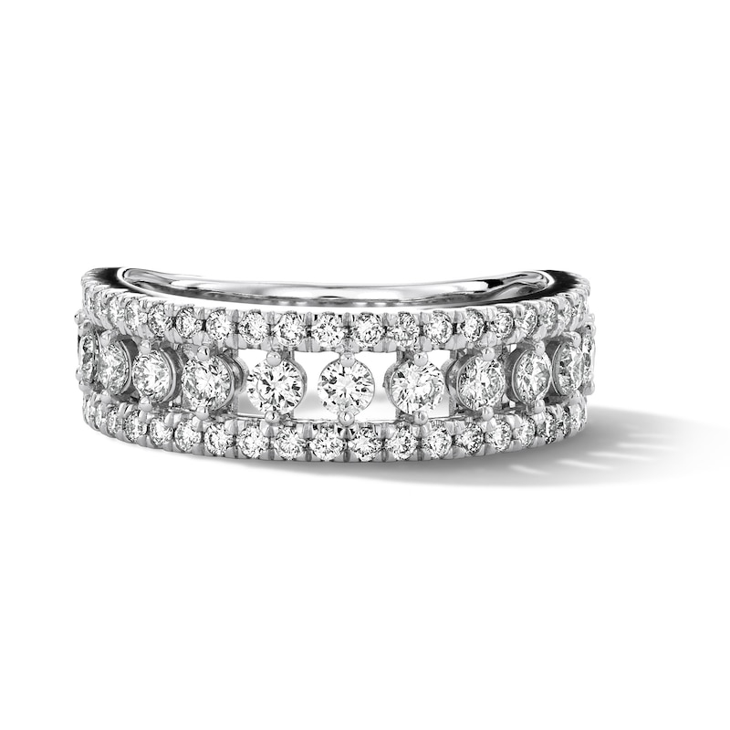 Main Image 1 of 1 CT. T.W. Lab-Grown Diamond Three-Row Anniversary Band in 10K White Gold (F/VS2)