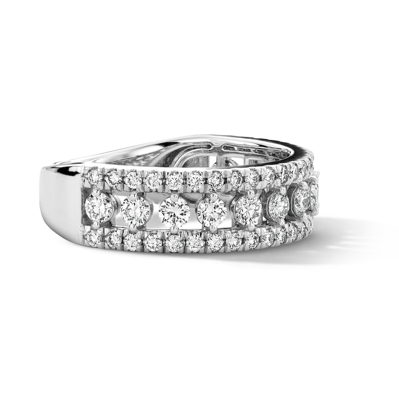 Main Image 4 of 1 CT. T.W. Lab-Grown Diamond Three-Row Anniversary Band in 10K White Gold (F/VS2)