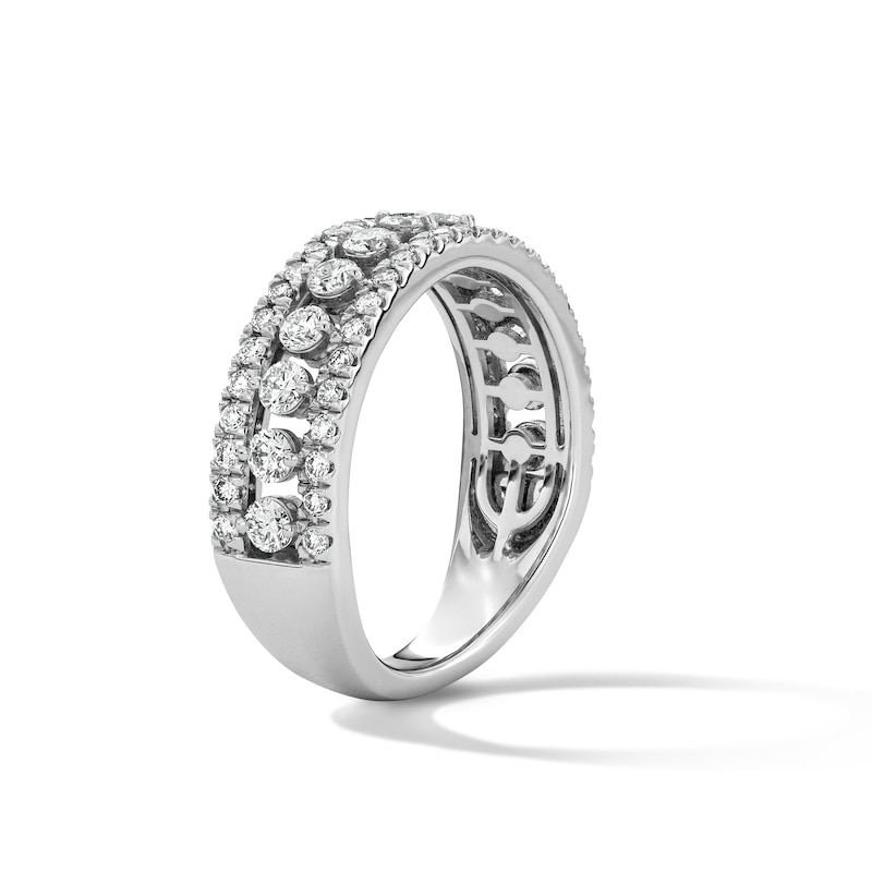 Main Image 5 of 1 CT. T.W. Lab-Grown Diamond Three-Row Anniversary Band in 10K White Gold (F/VS2)
