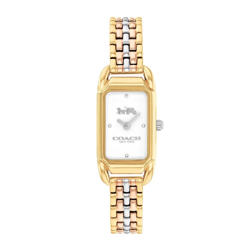 Main Image 1 of Ladies' Coach Cadie Tri-Tone IP Watch with Silver-Tone Dial (Model: 14504550)