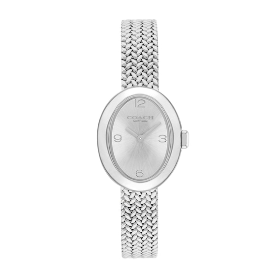Ladies' Coach Sammy Watch with Silver-Tone Oval Dial and Mesh Band (Model: 14504566)