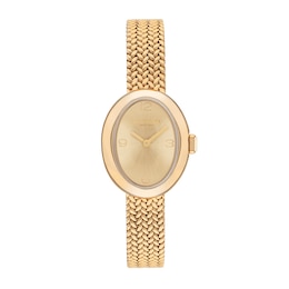Ladies' Coach Sammy Gold-Tone IP Watch with Gold-Tone Oval Dial and Mesh Band (Model: 14504567)