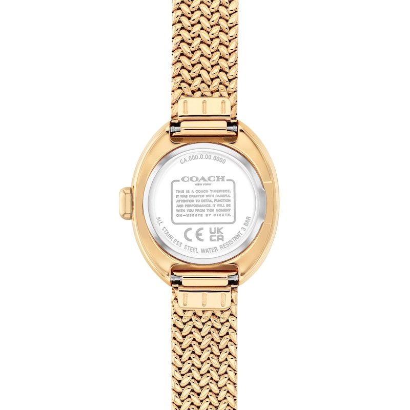 Main Image 3 of Ladies' Coach Sammy Gold-Tone IP Watch with Gold-Tone Oval Dial and Mesh Band (Model: 14504567)