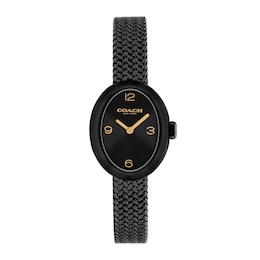 Ladies' Coach Sammy Black IP Watch with Black Oval Dial and Mesh Band (Model: 14504569)