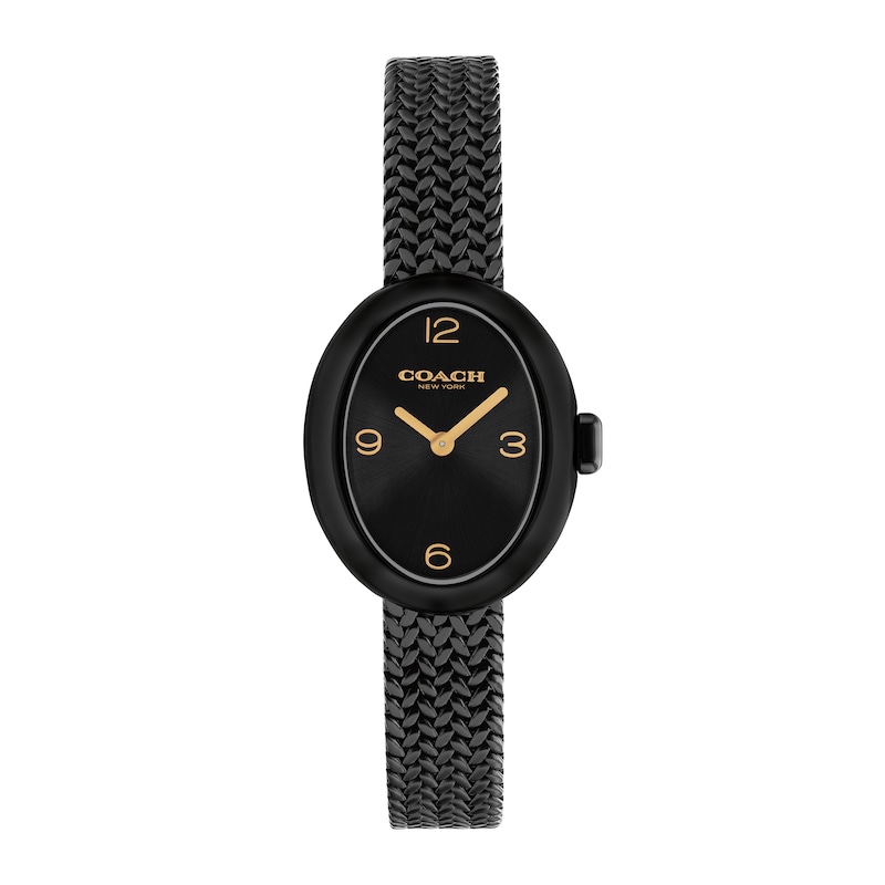 Main Image 1 of Ladies' Coach Sammy Black IP Watch with Black Oval Dial and Mesh Band (Model: 14504569)