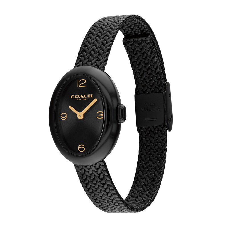 Main Image 2 of Ladies' Coach Sammy Black IP Watch with Black Oval Dial and Mesh Band (Model: 14504569)