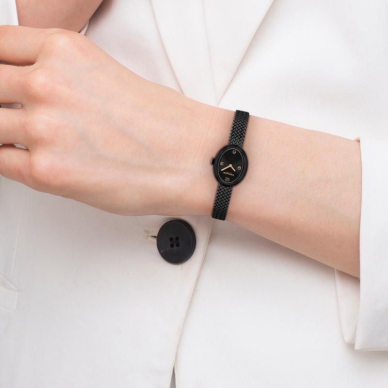 Main Image 4 of Ladies' Coach Sammy Black IP Watch with Black Oval Dial and Mesh Band (Model: 14504569)