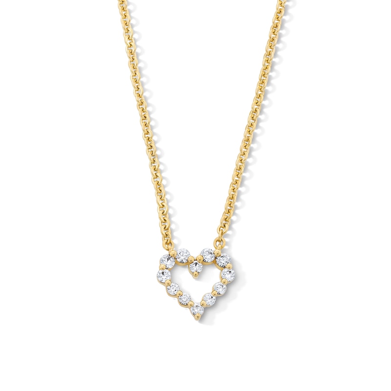 Main Image 1 of 1/4 CT. T.W. Lab-Grown Diamond Open Heart Necklace in 10K Gold (F/VS2)