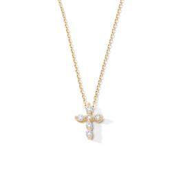 1/4 CT. T.W. Lab-Grown Diamond Cross Necklace in 10K Gold (F/VS2) - 19”