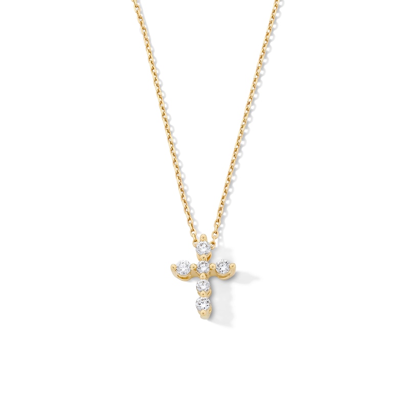 Main Image 1 of 1/4 CT. T.W. Lab-Grown Diamond Cross Necklace in 10K Gold (F/VS2) - 19”