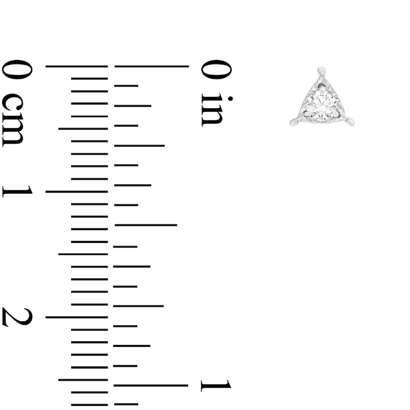 Main Image 2 of 1/8 CT. T.W. Diamond Solitaire Trillion-Frame Stud Earrings in 10K White Gold (I/I2-I3)
