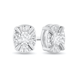 1/8 CT. T.W. Diamond Solitaire Oval-Frame Stud Earrings in 10K White Gold (I/I2-I3)