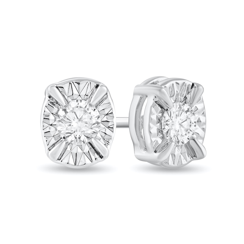 Main Image 1 of 1/8 CT. T.W. Diamond Solitaire Oval-Frame Stud Earrings in 10K White Gold (I/I2-I3)