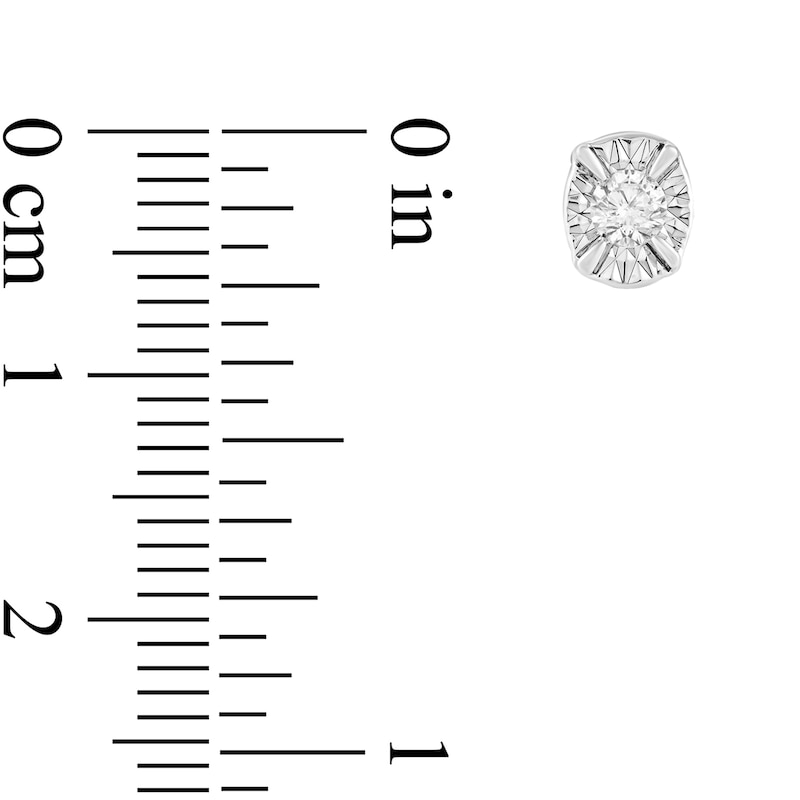 Main Image 2 of 1/8 CT. T.W. Diamond Solitaire Oval-Frame Stud Earrings in 10K White Gold (I/I2-I3)