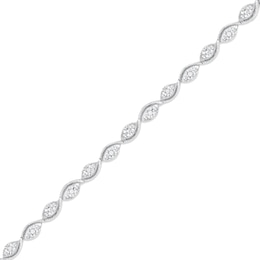 1/8 CT. T.W. Diamond Marquise-Link Bracelet in Sterling Silver