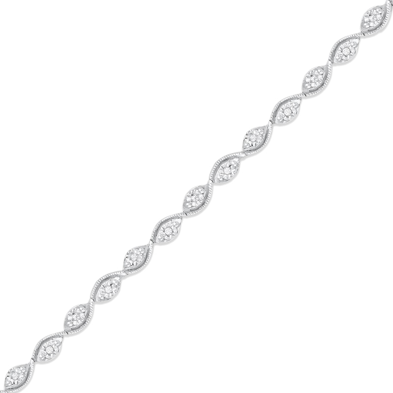 Main Image 1 of 1/8 CT. T.W. Diamond Marquise-Link Bracelet in Sterling Silver