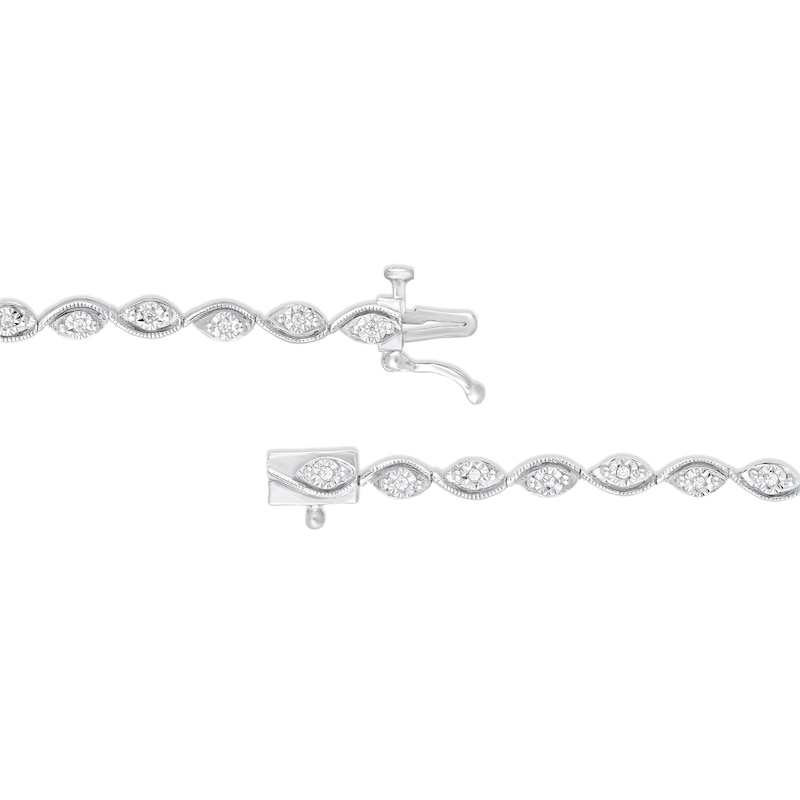 Main Image 2 of 1/8 CT. T.W. Diamond Marquise-Link Bracelet in Sterling Silver