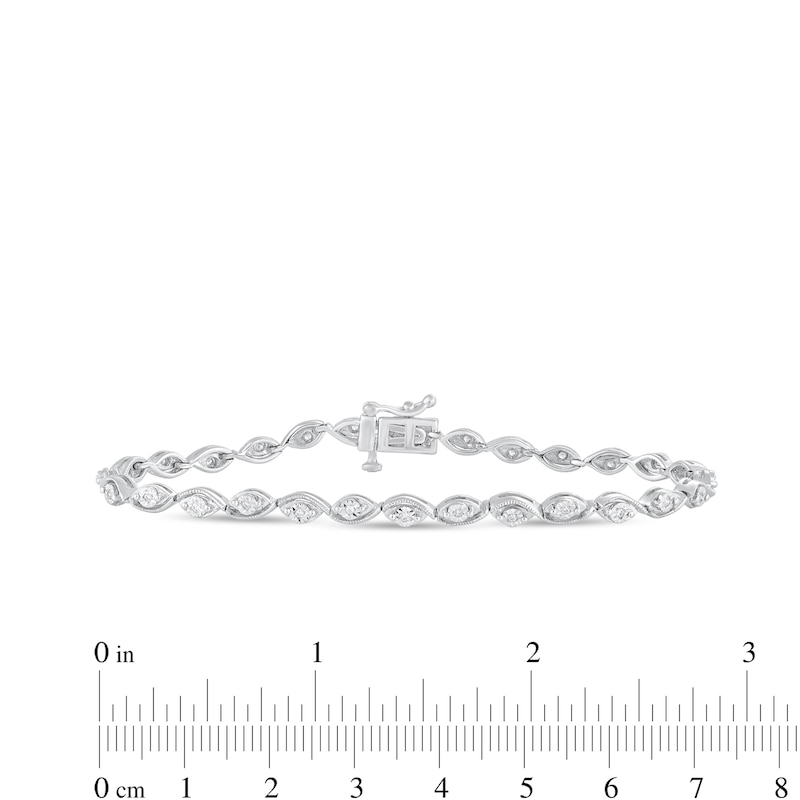 Main Image 3 of 1/8 CT. T.W. Diamond Marquise-Link Bracelet in Sterling Silver